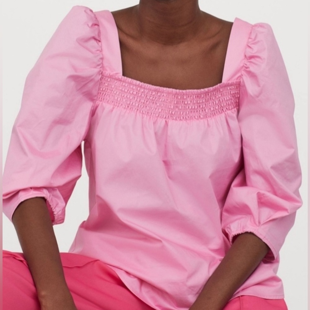H&M Pink Puff Sleeve Top Size Large